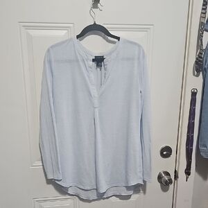 Ann Taylor Factory Light Blue V-Neck Blouse